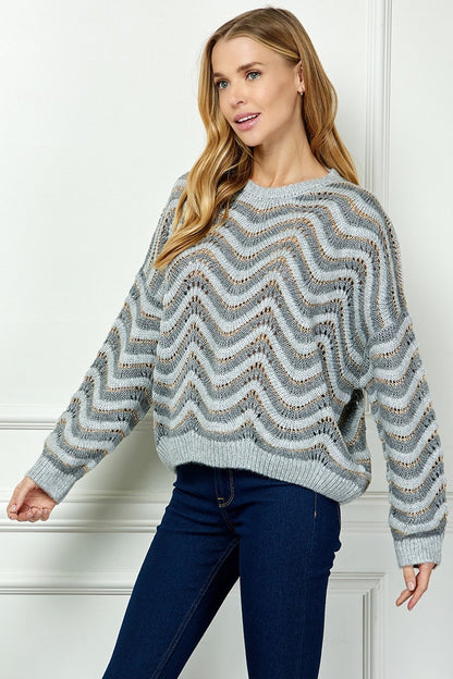 Zen Wave Striped Oversize Sweater
