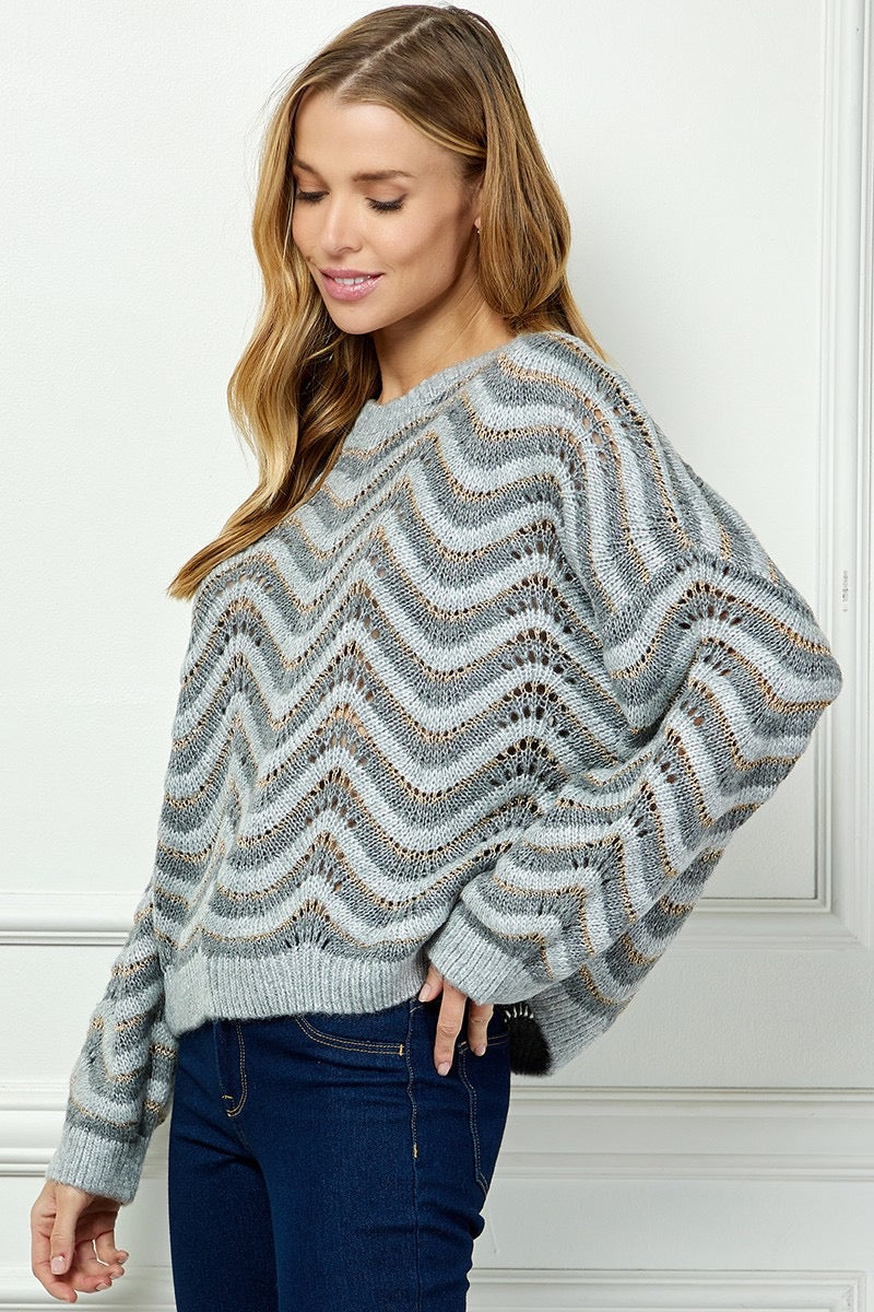 Zen Wave Striped Oversize Sweater