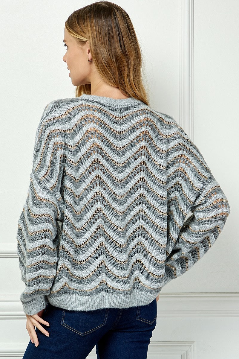 Zen Wave Striped Oversize Sweater