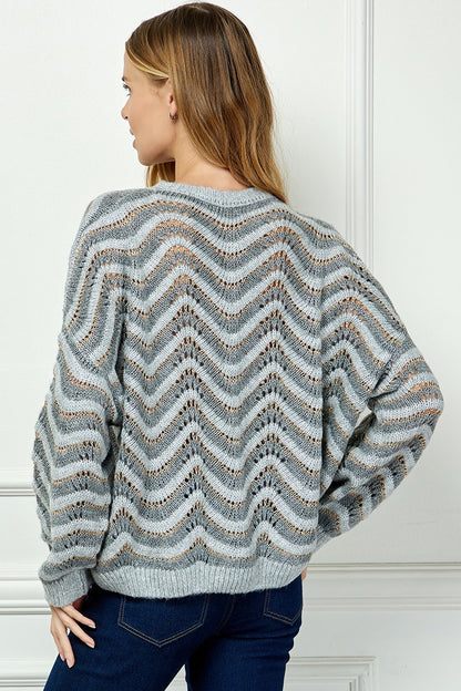 Zen Wave Striped Oversize Sweater