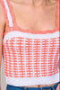 Weekend escape crochet tank colorblock detail