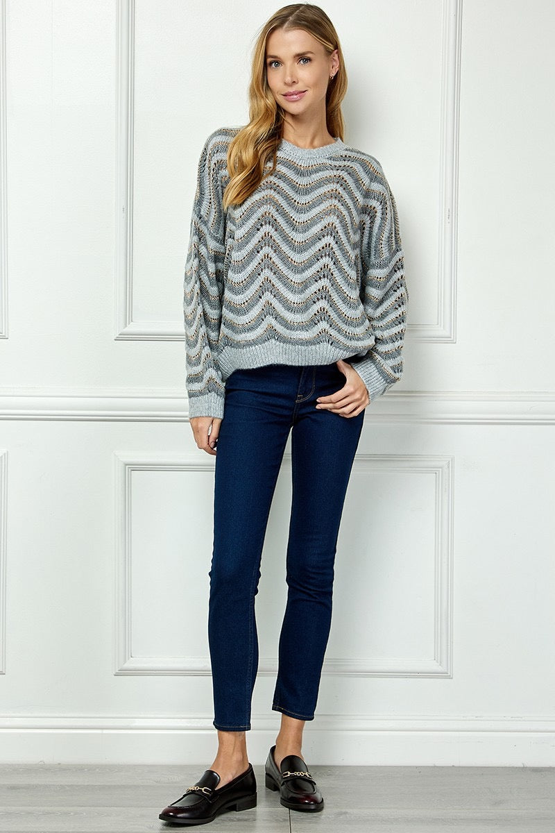 Zen Wave Striped Oversize Sweater