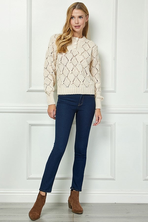 Diamond Whisper Ponitelle Knit Pullover Sweater