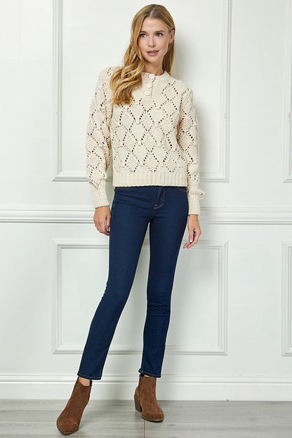 Diamond Whisper Ponitelle Knit Pullover Sweater