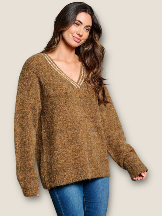 Maplewood Soft Drape V-Neck Pullover Sweater