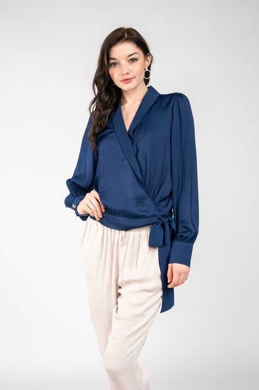 Sapphire Whisper Wrap Blouse