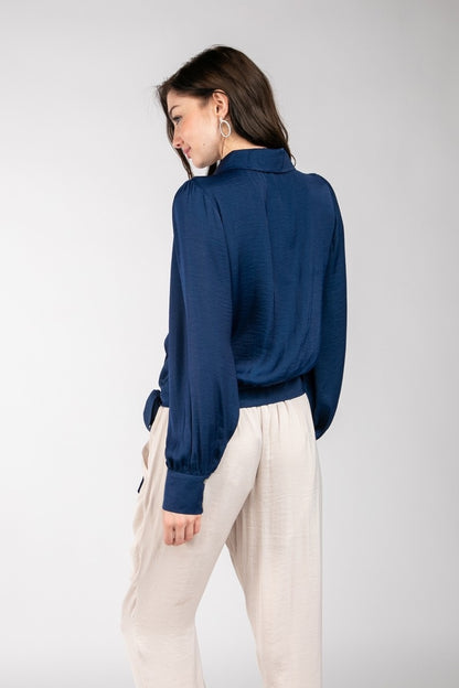Sapphire Whisper Wrap Blouse