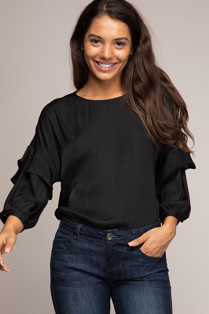 Effortless Grace ruffle flowy blouse