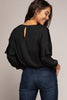 Ruffle detail flowy polyester blouse styled