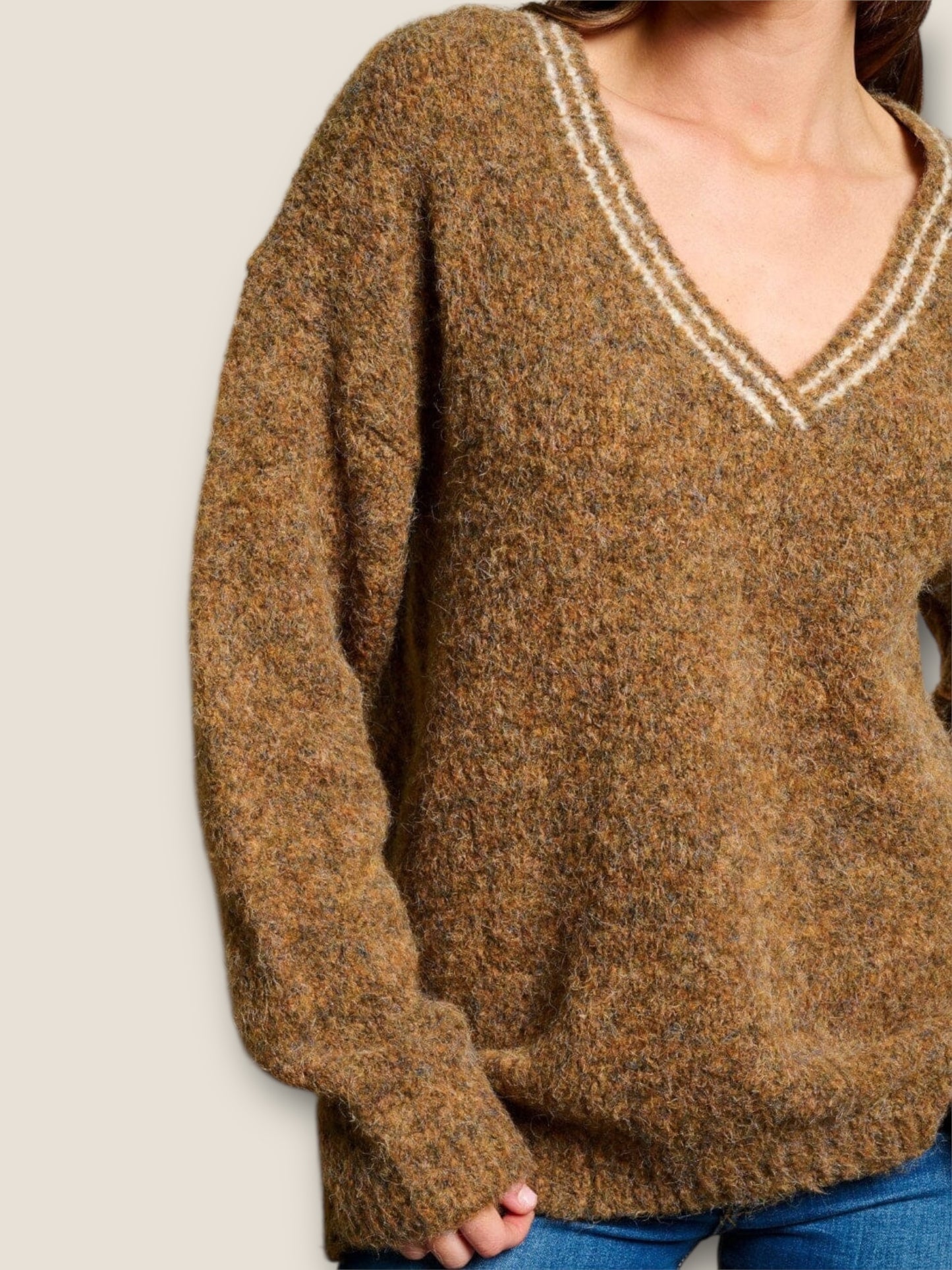 Maplewood Soft Drape V-Neck Pullover Sweater