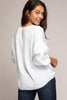 Lightweight ruffle blouse side view