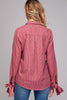 Woven cotton stripe button-down shirt