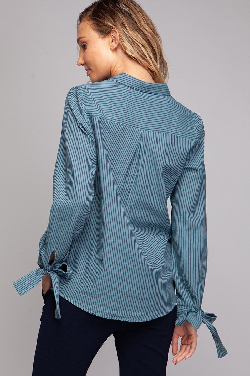 The Bow & Button Stripe Shirt