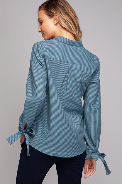 The Bow & Button Stripe Shirt