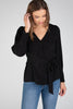 Woven polyester mandarin collar top