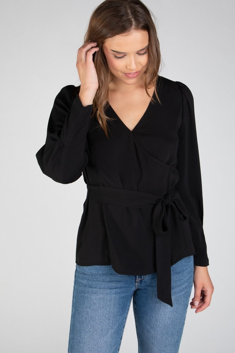 The Wrap & Go Self Belt Mandarin Collar Shirt