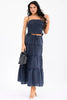Navy gingham crop top and tiered maxi skirt