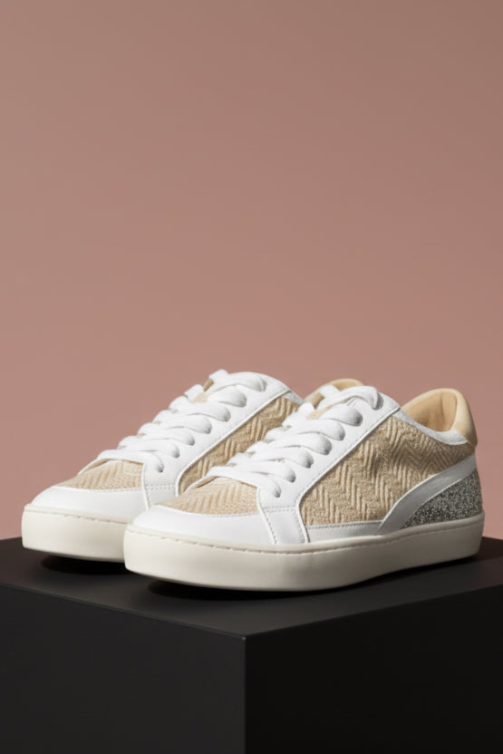 Yellow Lace Up Metallic Sparkle Boho Harlow Sneakers