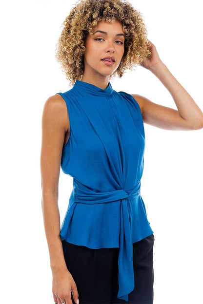 Azure Muse Mock Neck Top