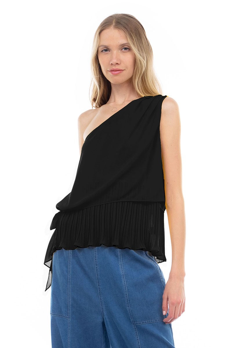Solstice Pleated One Shoulder Top