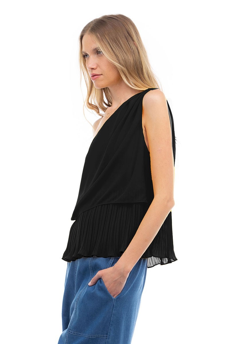 Solstice Pleated One Shoulder Top
