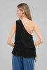 Woven polyester one shoulder top