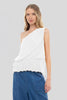 Pleated one shoulder top close up
