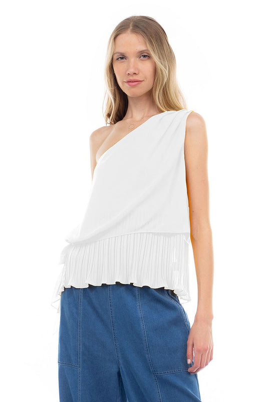 Solstice Pleated One Shoulder Top