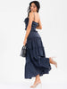 Navy gingham smocked crop top with tiered skirt