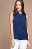 Polished neck tie sleeveless top