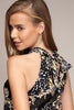 Peplum halter top with ruched bodice and baroque print