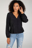 Velour Valley long sleeve button peplum blouse