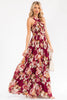 Floral halter maxi dress with keyhole neckline