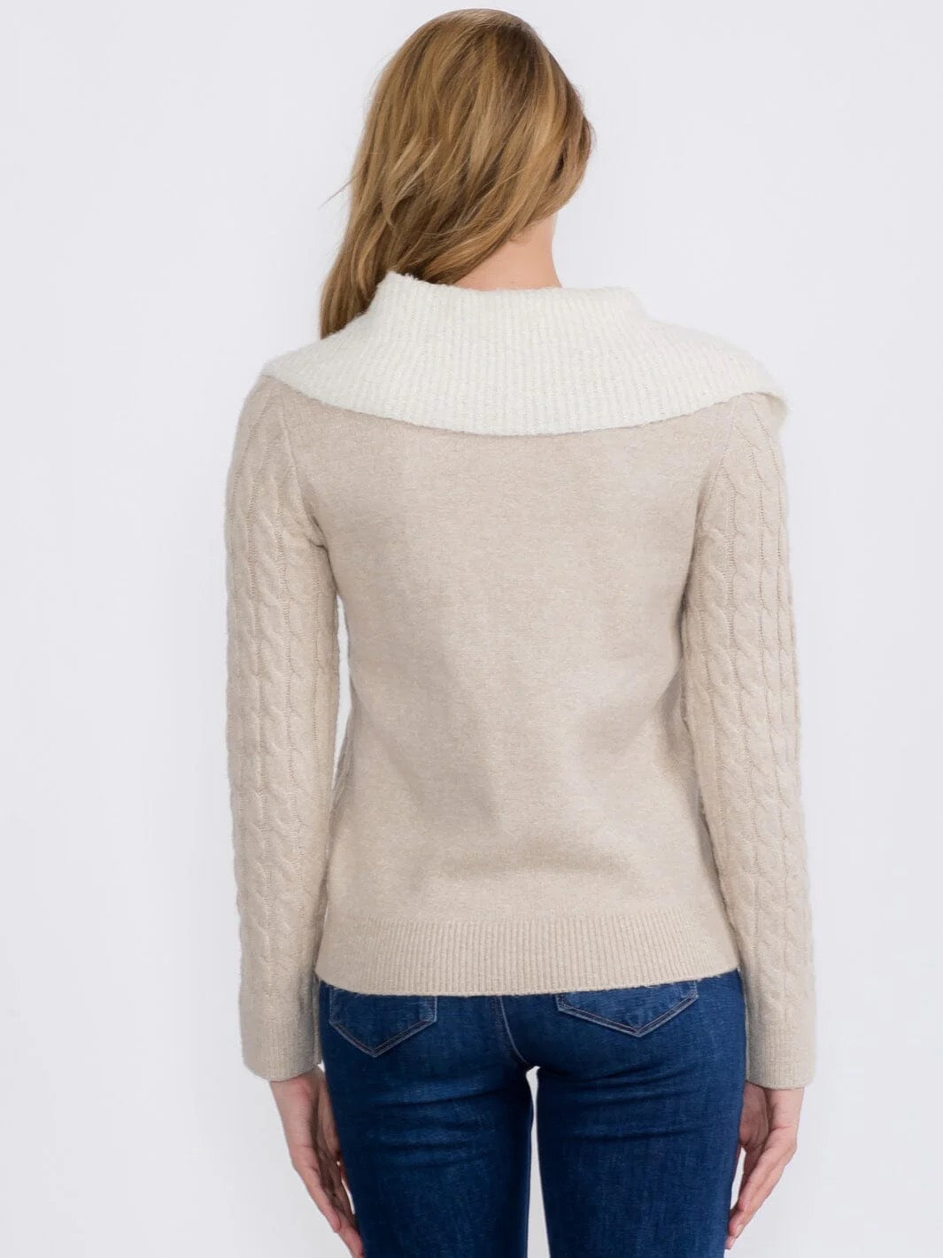 Nordic Nest Cable Knit Zip Up Sweater