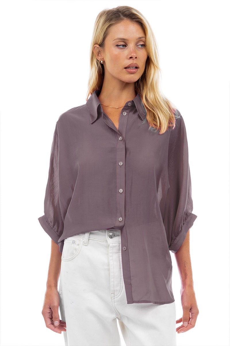 Urban Petal Draped Ruched up Back Keyhole Blouse