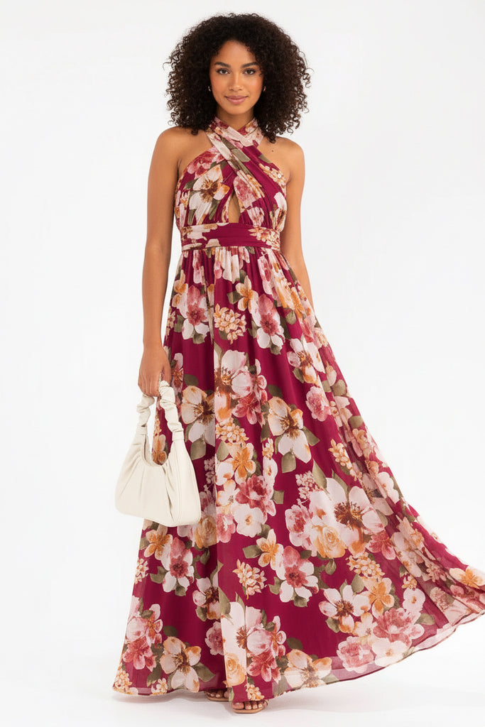 Bloom Theory halter floral maxi dress