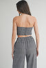 City Chic pinstripe strapless crop top