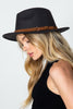 Classic fedora hat with brown trim detail