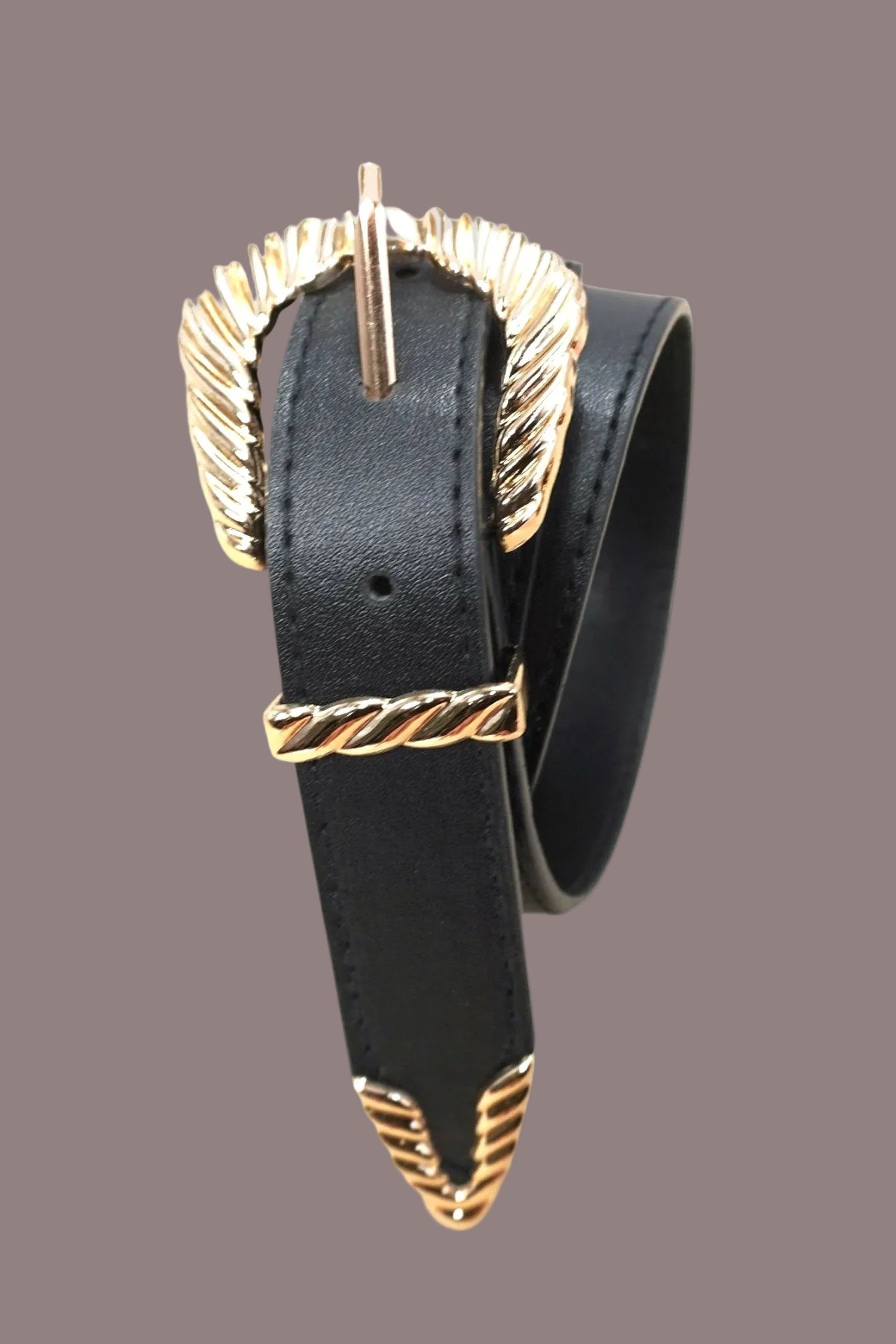 The Modern Western Carved Buckle Faux Leather Belt
