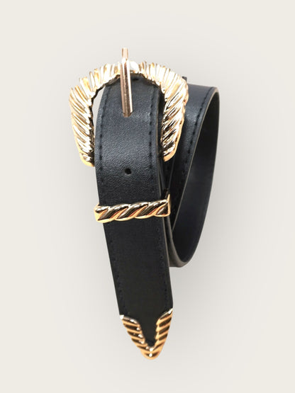 The Modern Western Carved Buckle Faux Leather Belt