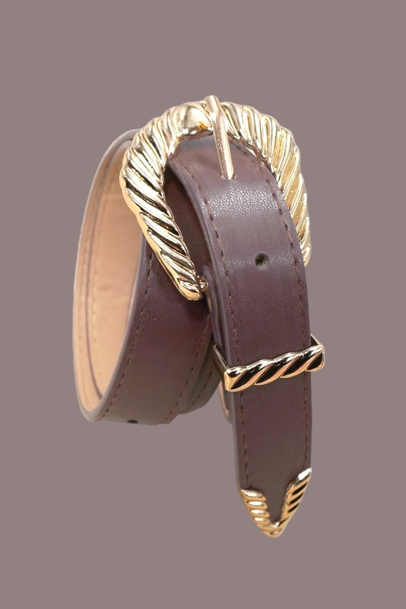The Modern Western Carved Buckle Faux Leather Belt