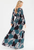 Palm print wrap flow maxi dress