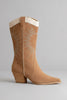 Paneled cowboy boots in caramel