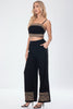Embroidered linen crop top set