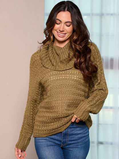 Olivewood Haven Cowl Neck Pullover Sweater