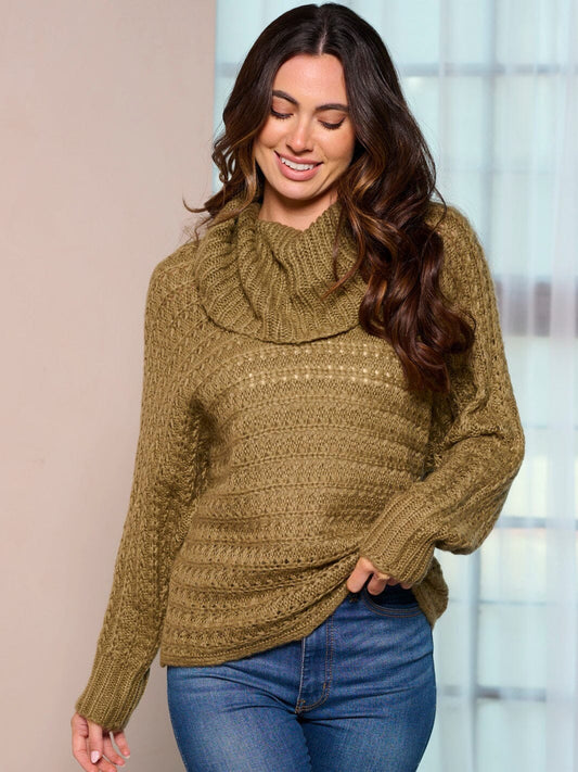 Olivewood Haven Cowl Neck Pullover Sweater