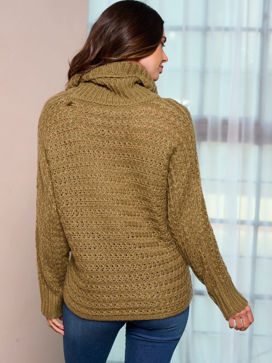 Olivewood Haven Cowl Neck Pullover Sweater
