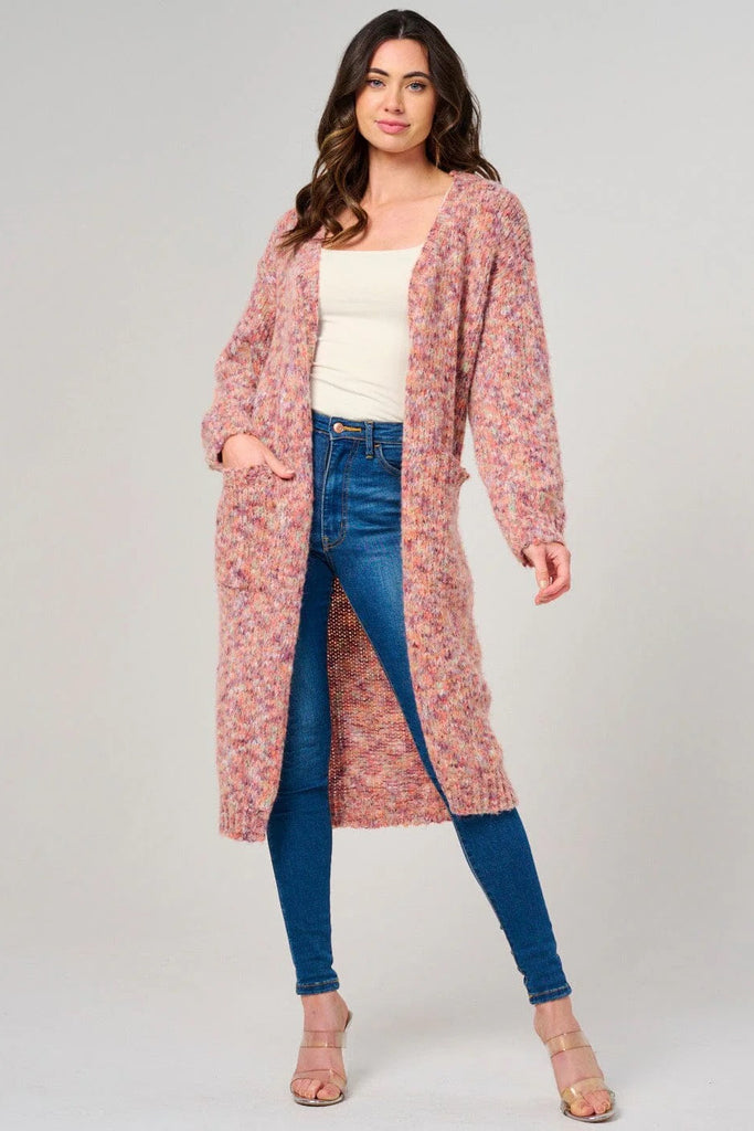 Polyester open-front cardigan with print styled