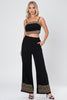 Embroidered crop top and wide leg linen pants