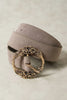 Floral Luxe etched blossom buckle belt